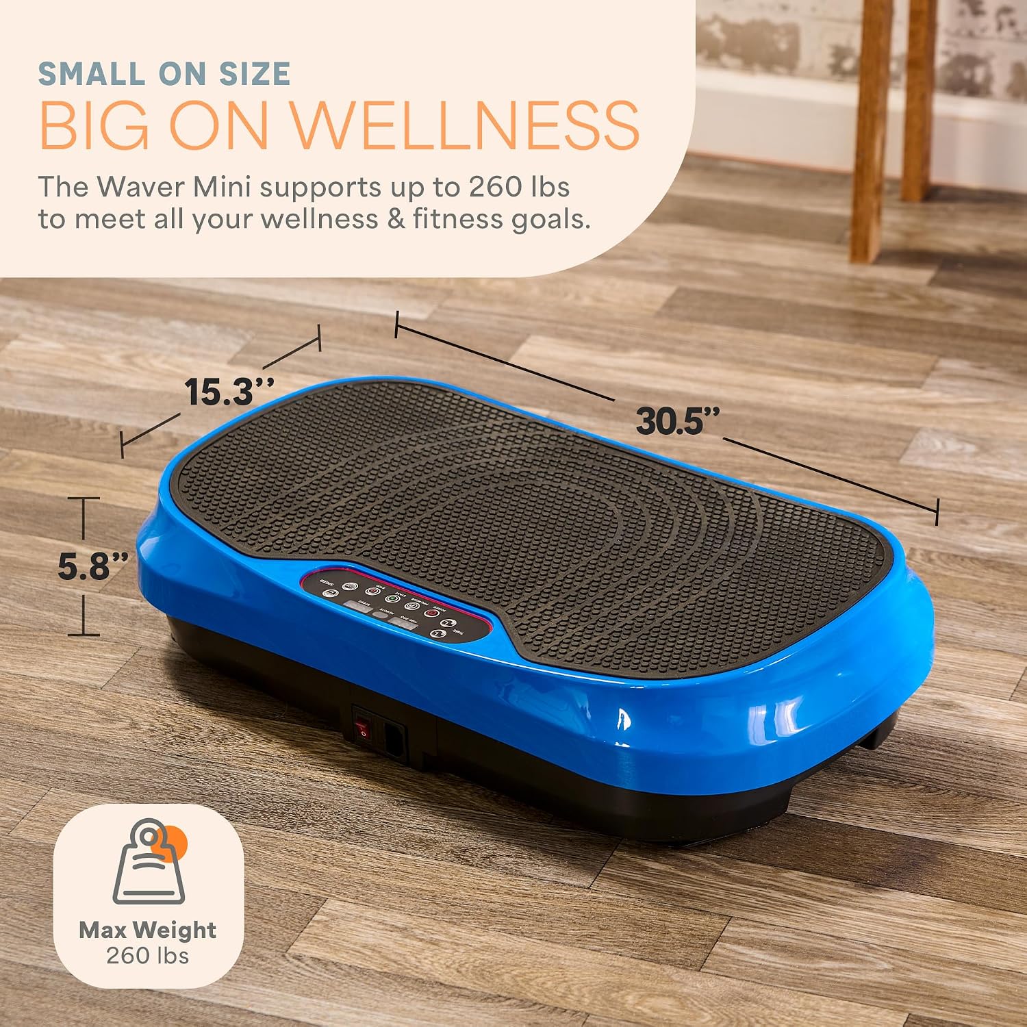 Lifepro Waver Mini Vibration Plate Exercise Machine with Remote & Bands — Compact Whole Body Vibrating Plate for Lymphatic Drainage & Muscle Toning — Shake Machine with 99 Speed Levels & 10 Presets