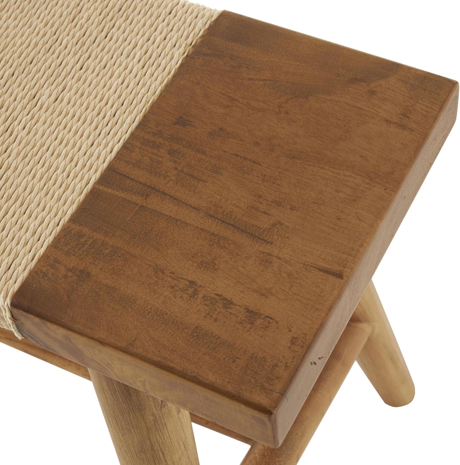 Deco 79 Wood Handmade Home Bench Traditional Entryway Bench with Rope Wrapped Seat, Bedroom Bench 40' x 10' x 18', Brown