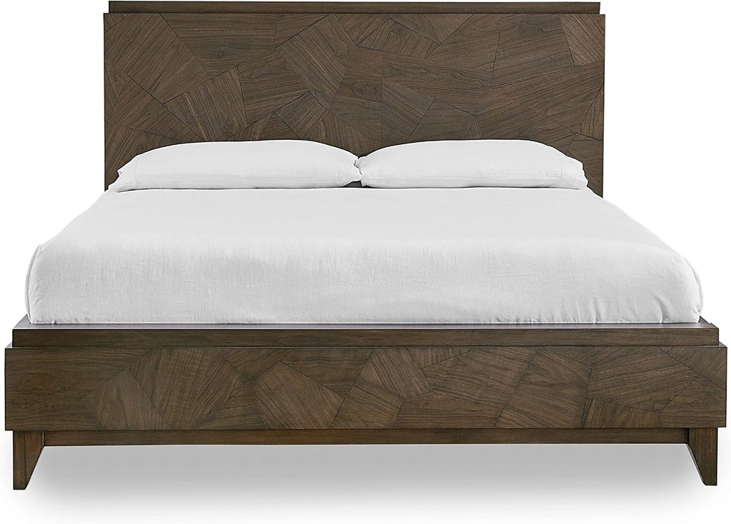 Modus Furniture Solid Wood Panel Bed, Queen, Broderick - Wild Oats Brown
