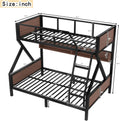 Bellemave Bunk Bed Twin Over Full with LED, Heavy Duty Metal Bunk BedFrame with Storage Shelves and Lights, Black