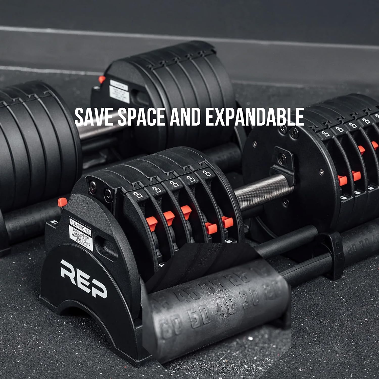 Rep Fitness Quickdraw Adjustable Dumbbells, Multiple weight ranges available including: 5-30, 5-40,5-50 and 5-60 lbs