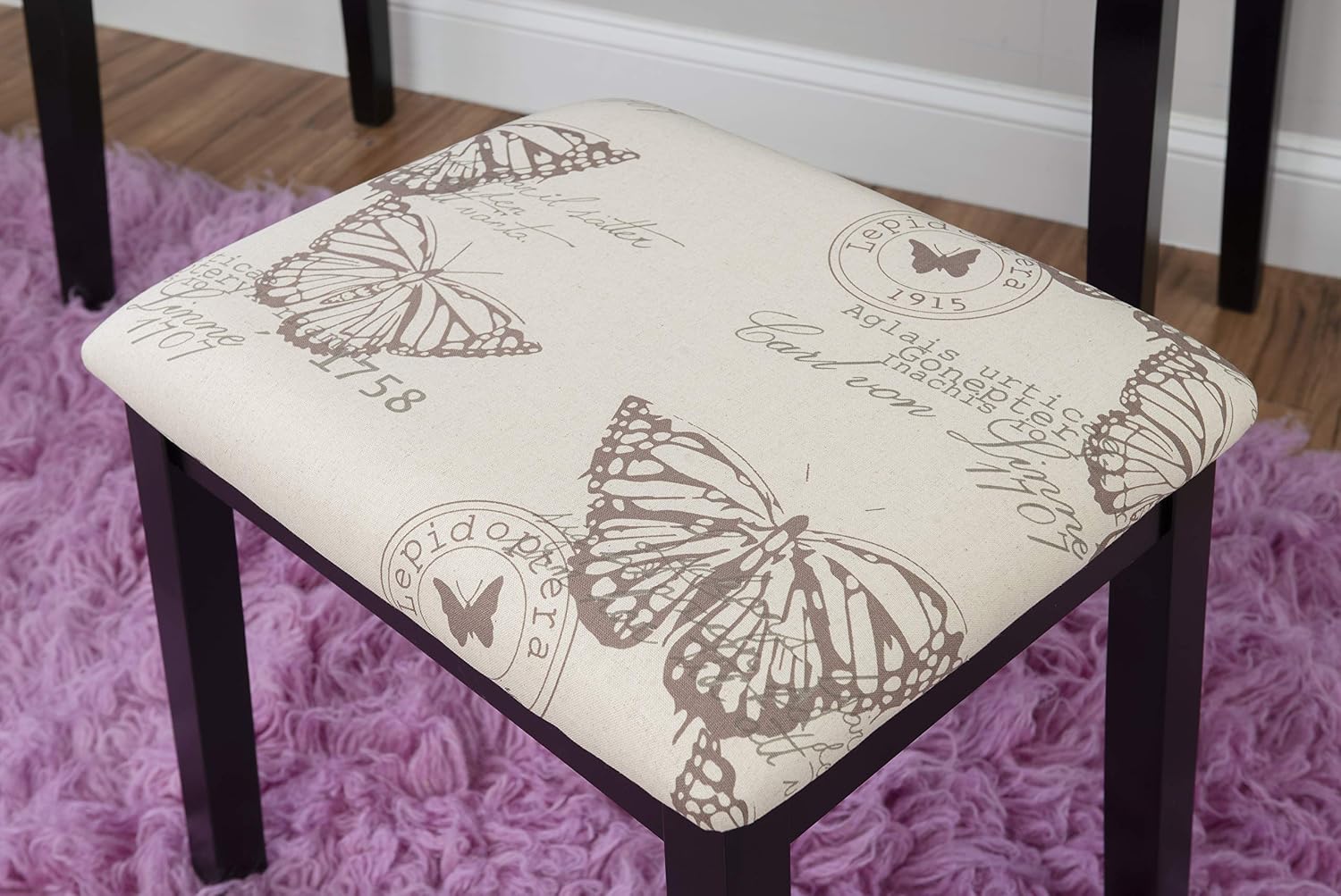 Linon Home Dcor Linon Black Butterfly Stool Vanity Set with Bench, 36'w x 18'd x 30'h,