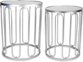 Rutledge & King Round End Table Set - Silver End Tables with Mirrored Tops - Nesting Round Accent Tables - Silver and Mirrored Metal Side Tables Braswell End Table Set
