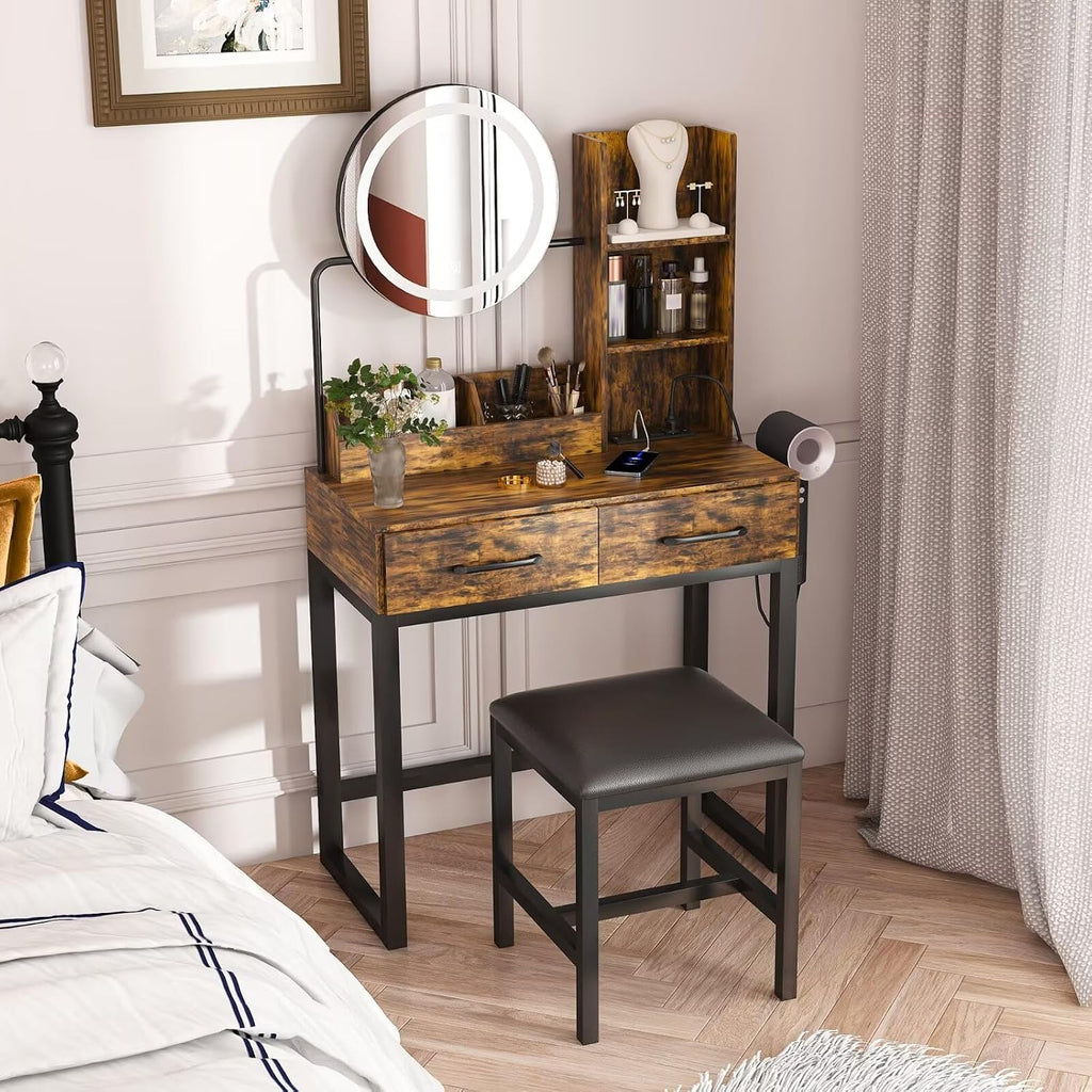 Vanities & Vanity Benches (Retro Gray+ 2 Drawers)