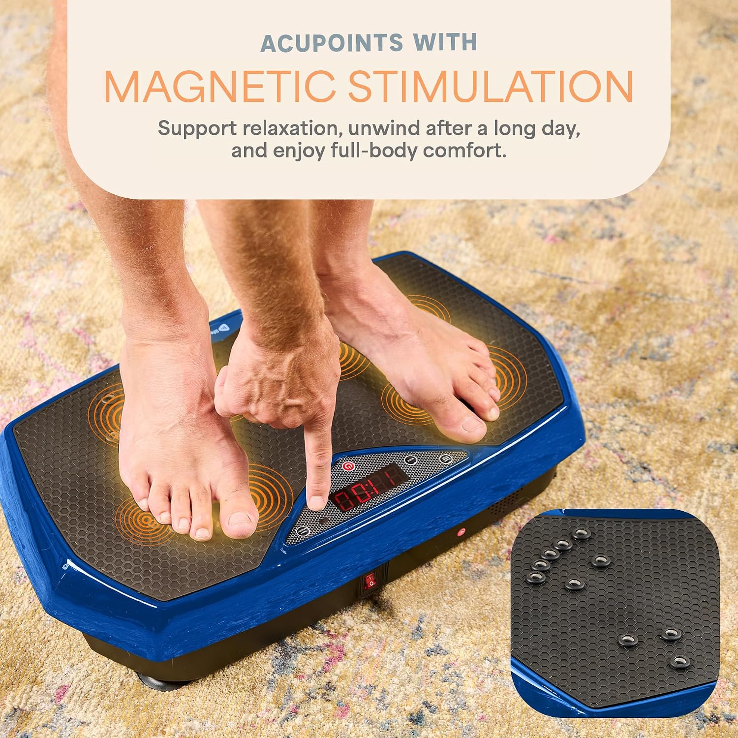 Lifepro HexaPlate Vibration Plate Exercise Machine with Magnetic Acupoints & 9 Presets — Whole Body Vibrating Platform Machine with Resistance Bands — Vibration Plate for Lymphatic Drainage & Home Gym