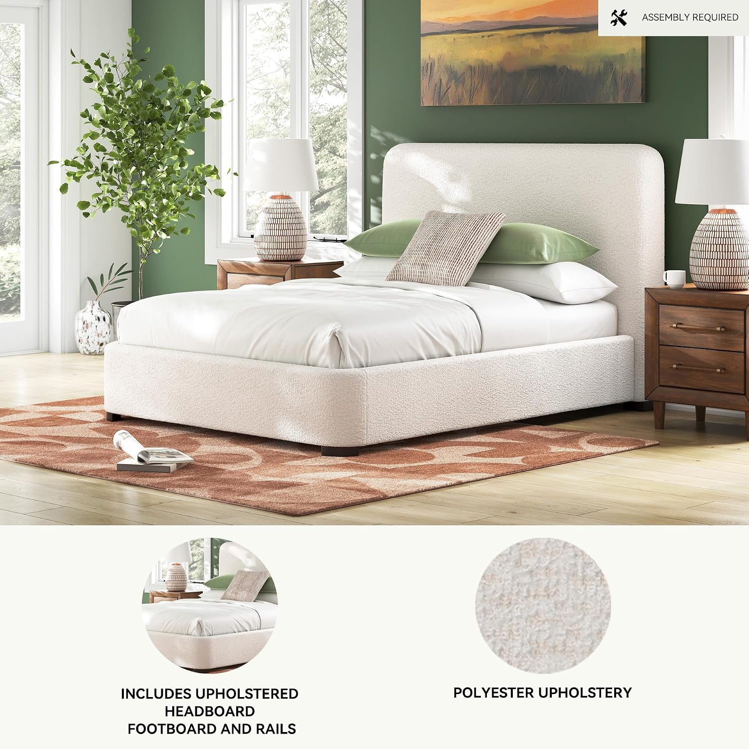 Signature Design by Ashley Brandinlane Casual Queen Upholstered Bed, Foundation/Box Spring Required, Nuvella Cleanable Performance Fabric, 54.63' High, Beige