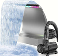 POPOSOAP Pond Waterfall Spillway with LED Lights & 1600GPH Pond Pump, 12Inch Pond Spillway Kit for Garden Ponds, Outdoor Water Feature with App & Remote Control for Backyard Landscape Decoration-P43C