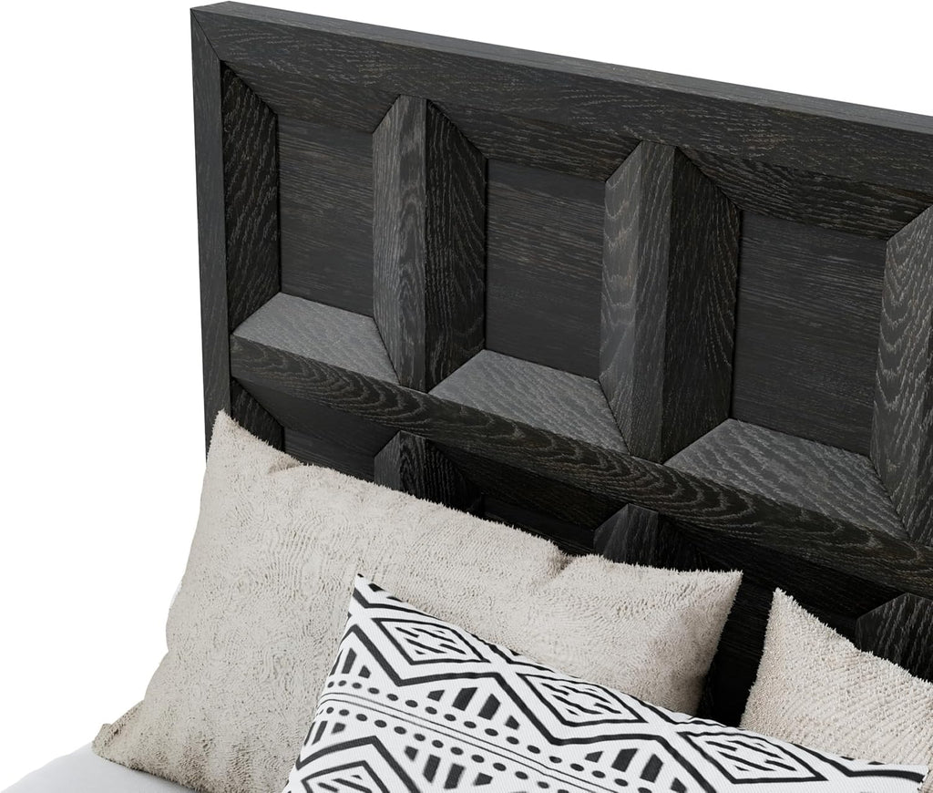 Furniture of America Dannen Modern Solid Wood 3-Piece Bedroom Set with Oversized Nightstand, Cedarwood-Lined Bottom and Felt-Lined Top Drawers, Box Spring Needed, King, Weathered Black