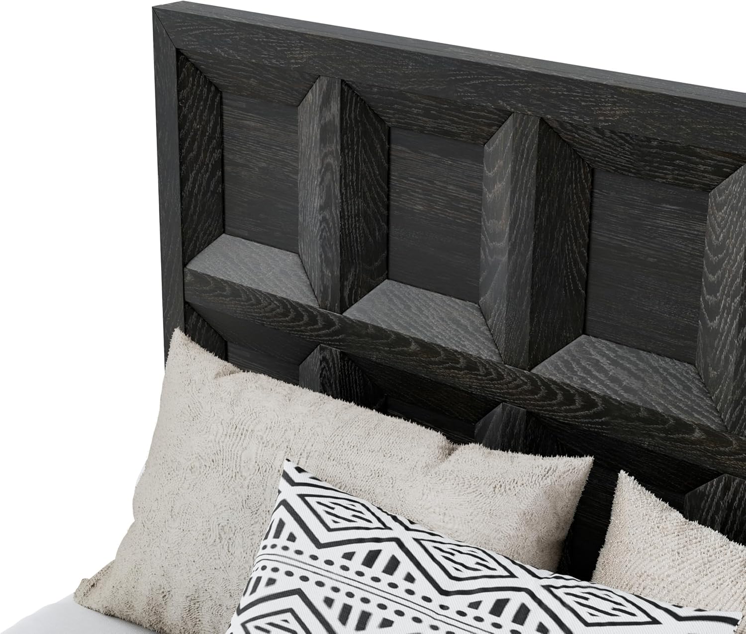 Furniture of America Dannen Modern Solid Wood 3-Piece Bedroom Set with Oversized Nightstand, Cedarwood-Lined Bottom and Felt-Lined Top Drawers, Box Spring Needed, King, Weathered Black