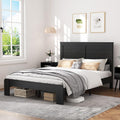 NNOOTK Queen Size Bed Frame, Vintage Platform Bed Frame with Wood Headboard and Footboard, 12 Wood Slats Support, No Box Spring Needed (Black)
