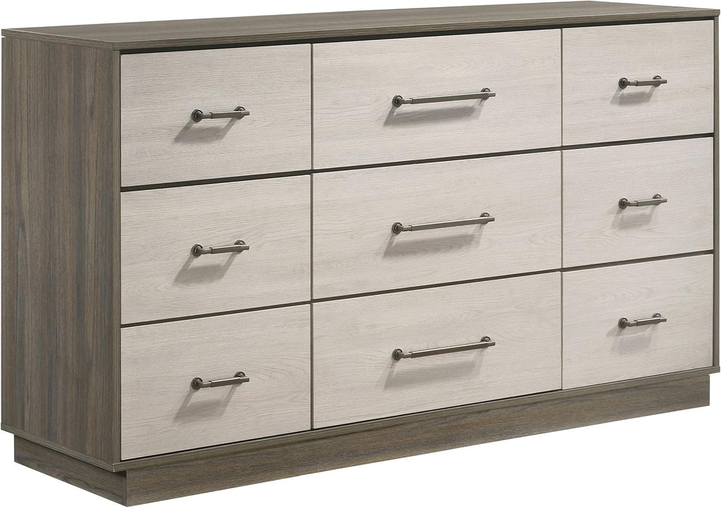 Coaster Home Furnishings Fenwick Contemporary 4-Piece Bedroom Set Eastern King Size Bookcase Bed Frame 48-inch Headboard Grey Oak/Almond 224981KE-S4