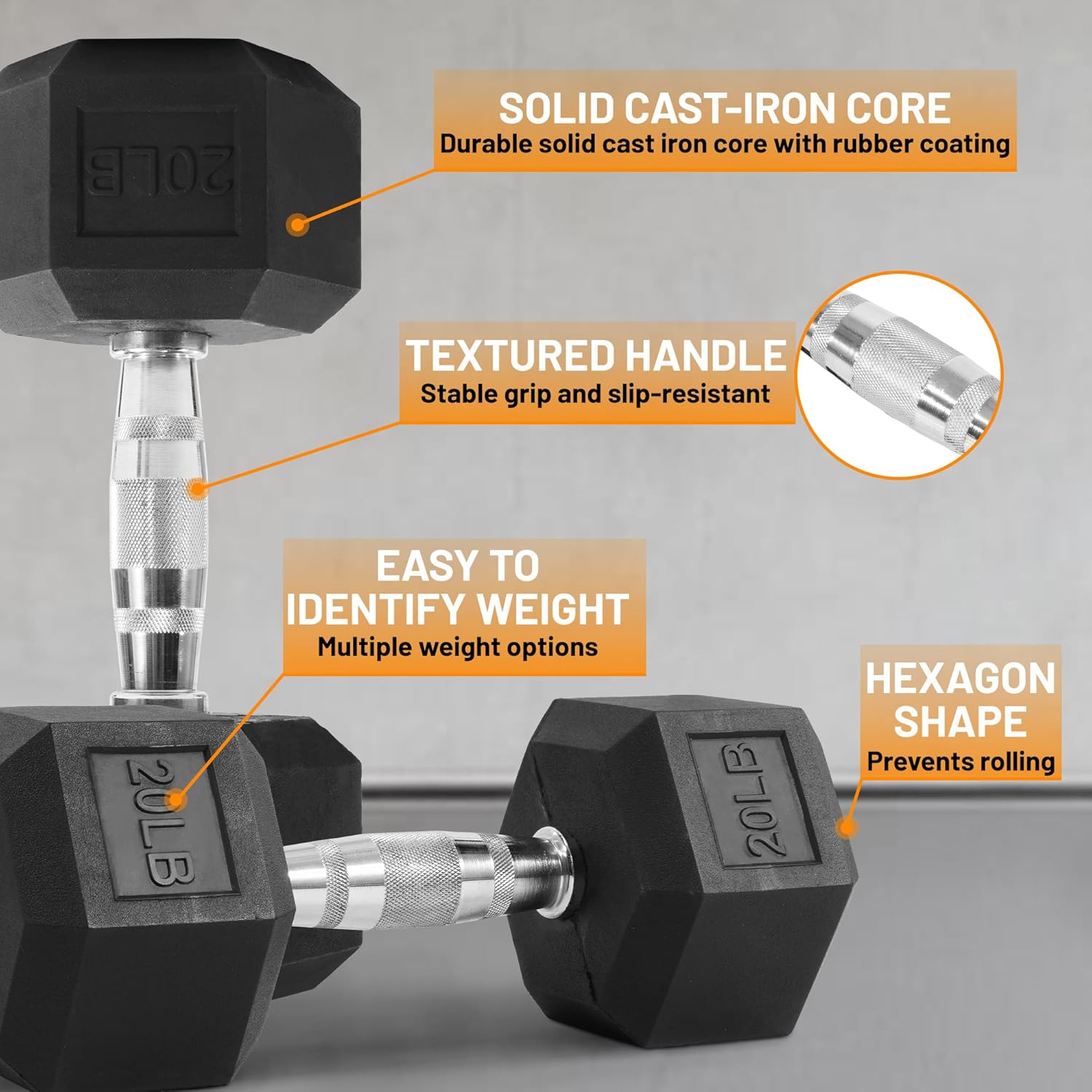 Fitvids Rubber Coated Hex Dumbbell Set with Storage Rack, 100/150/200/550 LB Hand Weight Set with Anti-Slip Grip for Home Gym