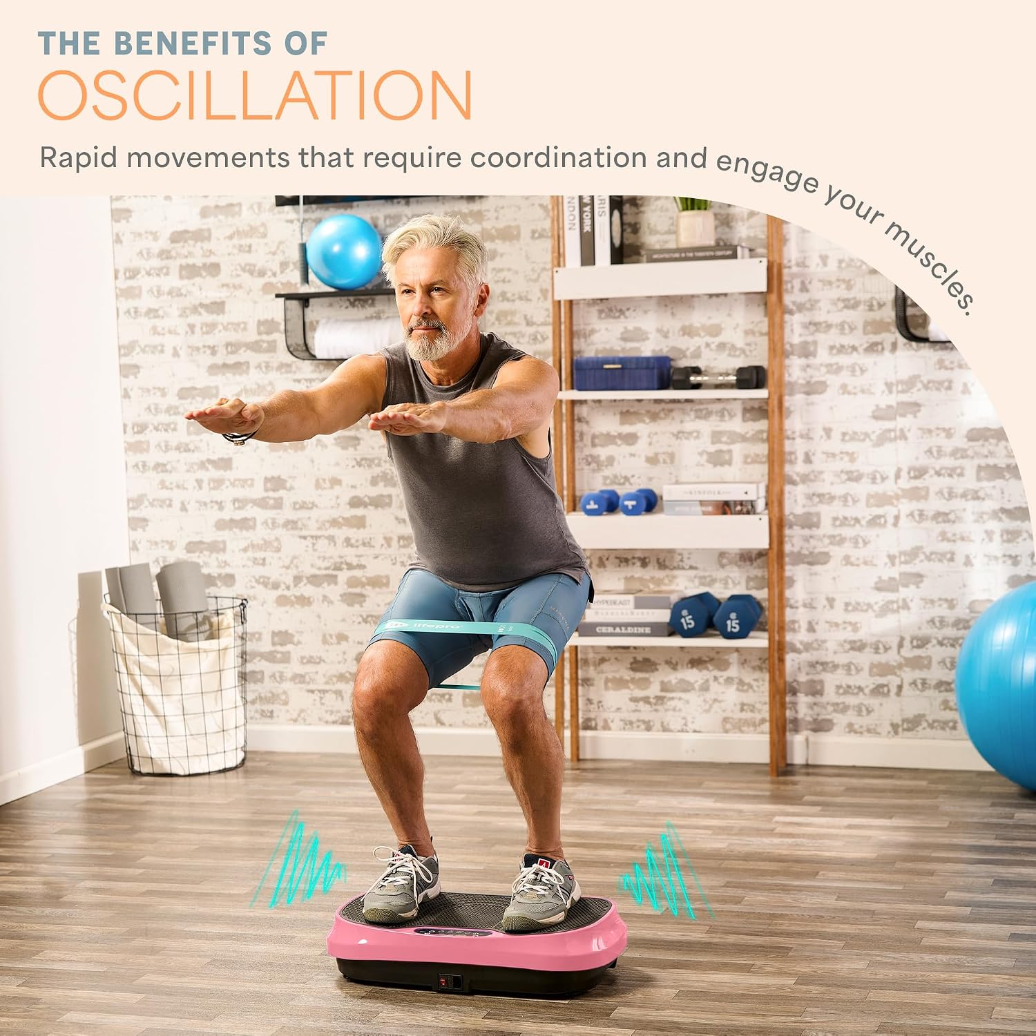 Lifepro Waver Mini Vibration Plate Exercise Machine with Remote & Bands — Compact Whole Body Vibrating Plate for Lymphatic Drainage & Muscle Toning — Shake Machine with 99 Speed Levels & 10 Presets