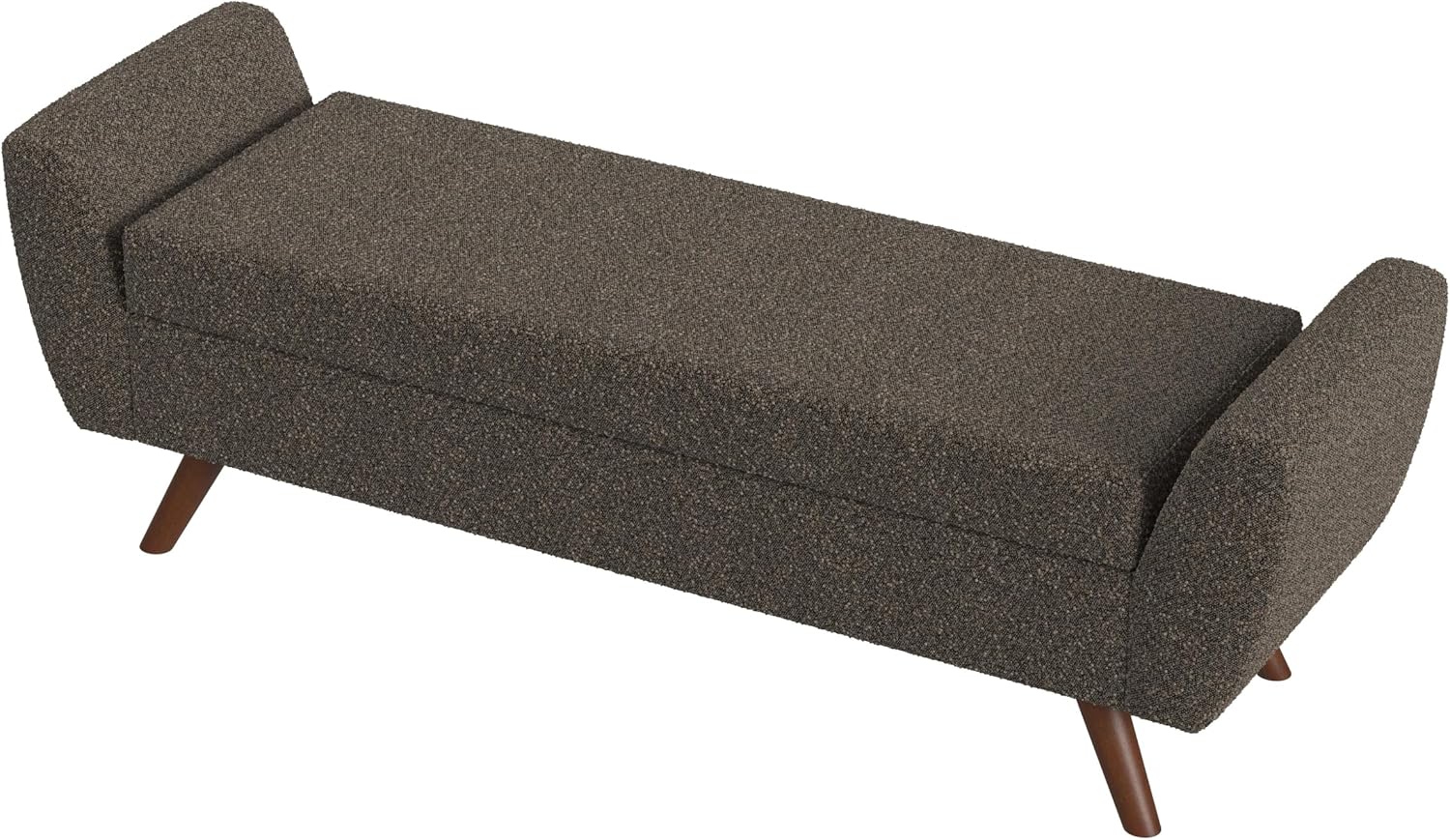 HomePop Modern Storage Bench with Wood Legs |Homepop Home Décor|Bench with Storage for Living Room & Bedroom - Dark Brown Boucle