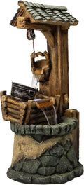 Alpine Corporation TZL128 Outdoor Floor Tiered Rustic Soothing Water Well Garden Waterfall Fountain for Garden, 50', Brown