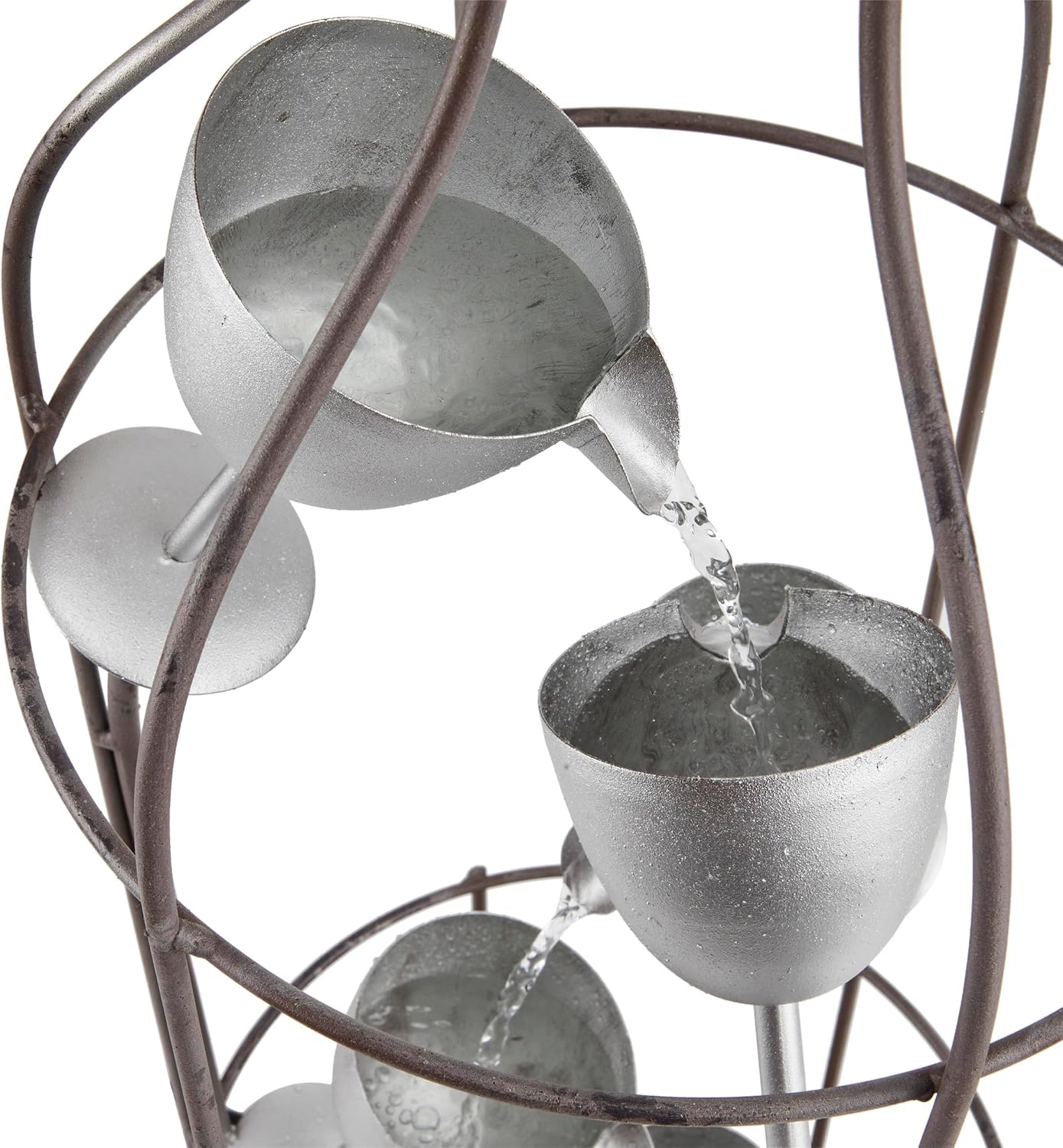 Alpine Corporation IPS210 Outdoor Floor Rustic Eclectic Bottle Shaped Water Fountain with Tiered Wine Glasses, 44', Brown