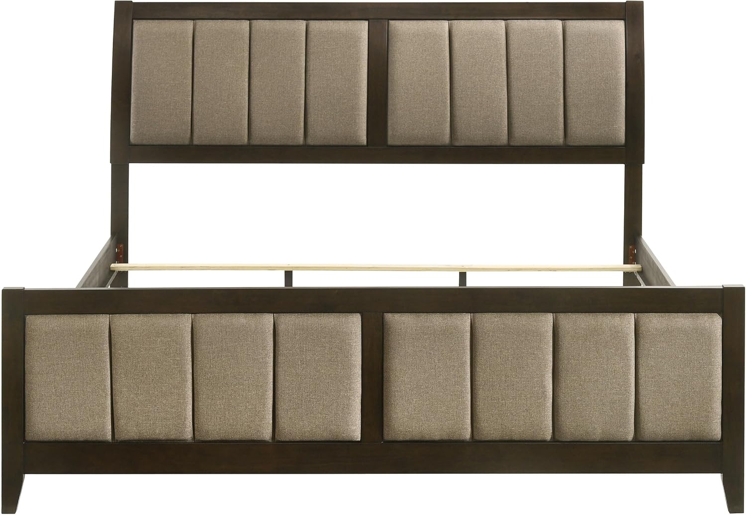 Coaster Home Furnishings - Wilkes - Wood - Upholstered Eastern King Panel Bed with Vertical Channel Tufting, Tapered Legs, and Padded Headboard and Footboard - Bedroom - Dark Cocoa - 224421KE