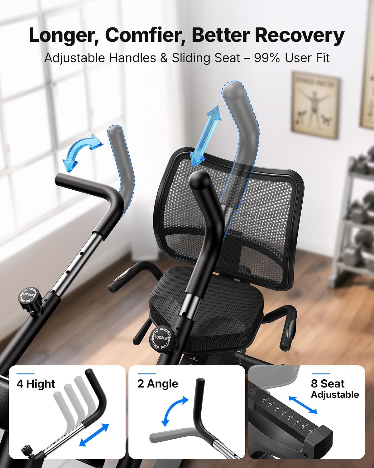 MERACH Recumbent Exercise Bikes for home, Light Commercial High-end Recumbent Bike for Seniors Adults, Magnetic Recumbent Exercise Bike with Smart Bluetooth and Exclusive App, LCD, Heart Rate Handle
