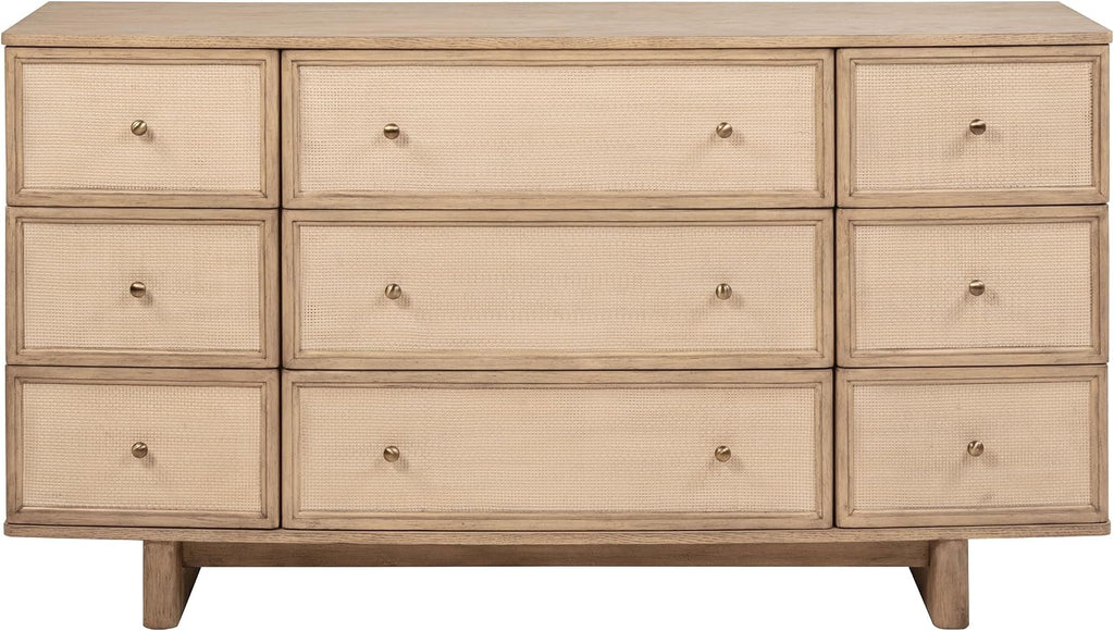 Coaster Home Furnishings Kailani Coastal 4-Piece Bedroom Set Fabric Upholstered Eastern King Size Wingback Bed Frame 49-inch Headboard Beige Oak 225041KE-S4