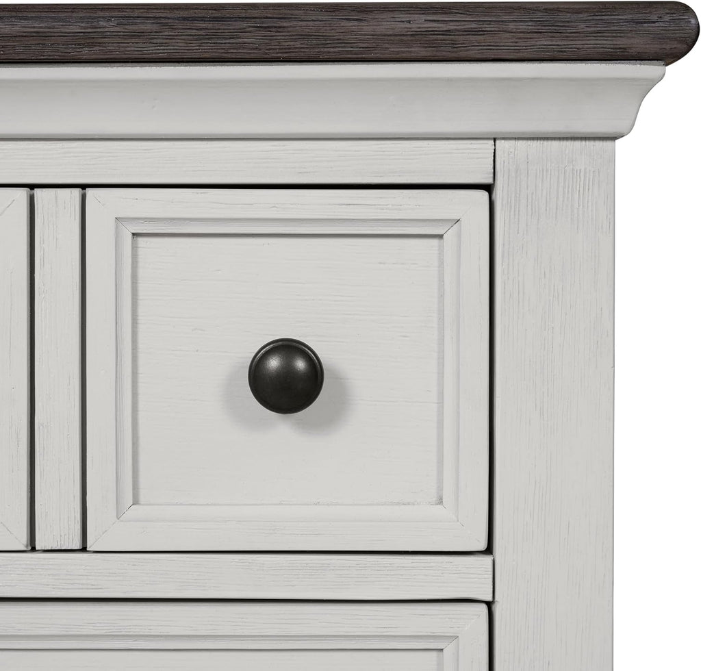 Furniture of America Roden Modern Solid Wood 3-Piece Bedroom Set with Storage Footboard, USB Chargers on Nightstand, Drop Handle Pulls, No Box Spring Needed, King, White