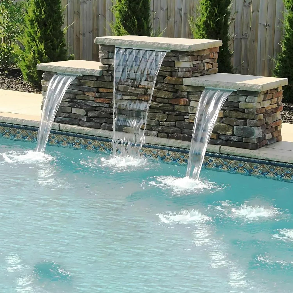 AquaMiracle Pond Waterfall Kit with LED Lights, All-in-1 Stainless Steel Spillway with 800GPH Water Pump, Outdoor Waterfall Fountain for Garden, Backyard & Pool Decor (18inch)
