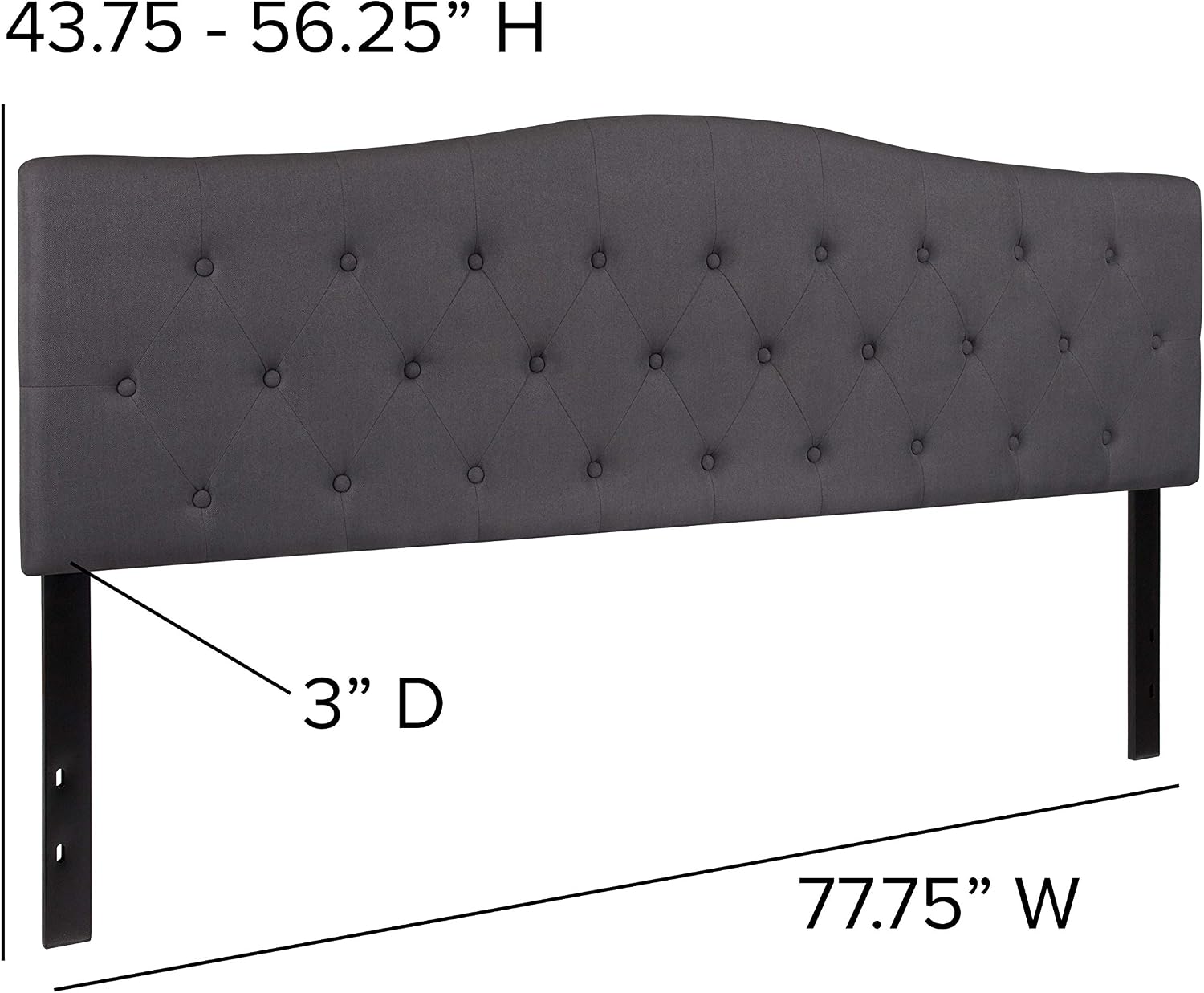 Flash Furniture Cambridge Tufted Upholstered King Size Headboard in Dark Gray Fabric