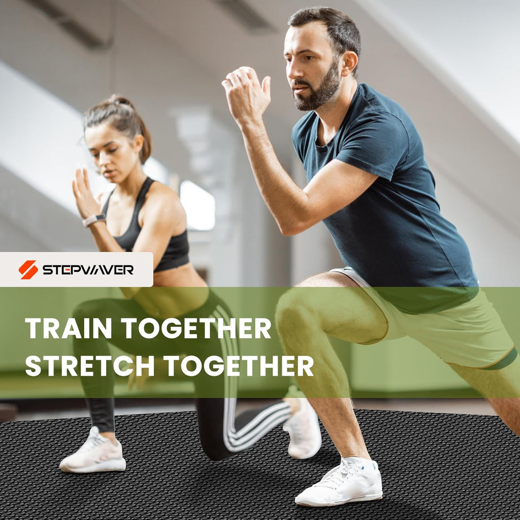 Stepwaver Extra Large Exercise Mat, 7'x5' 8'x6' 10'x6' (8mm) Extra Thick Workout Mats for Home Gym Flooring, Non-Slip, Ultra Durable, High-Density Gym Mat for Cardio,Yoga, Jump Rope, MMA, Weights