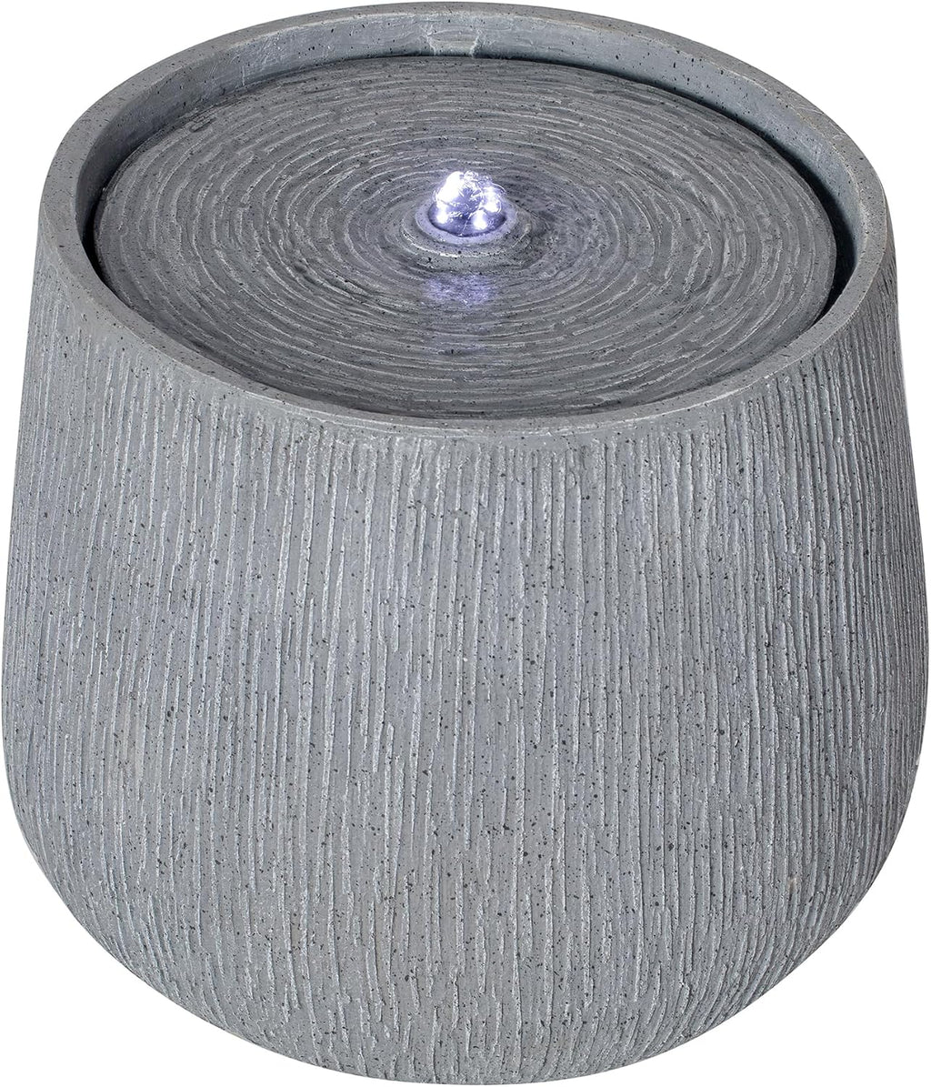 Merax 12.99' H Gray Polyresin Outdoor Water Fountain, Bowl-Shaped Water Feature with LED Light for Patio Deck Yard Decor
