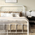 SHA CERLIN Full Size Bed Frame Metal Platform Bed with Vintage Style Headboard and Footboard, Heavy Duty Mattress Foundation, No Box Spring Needed, Easy Assembly, White