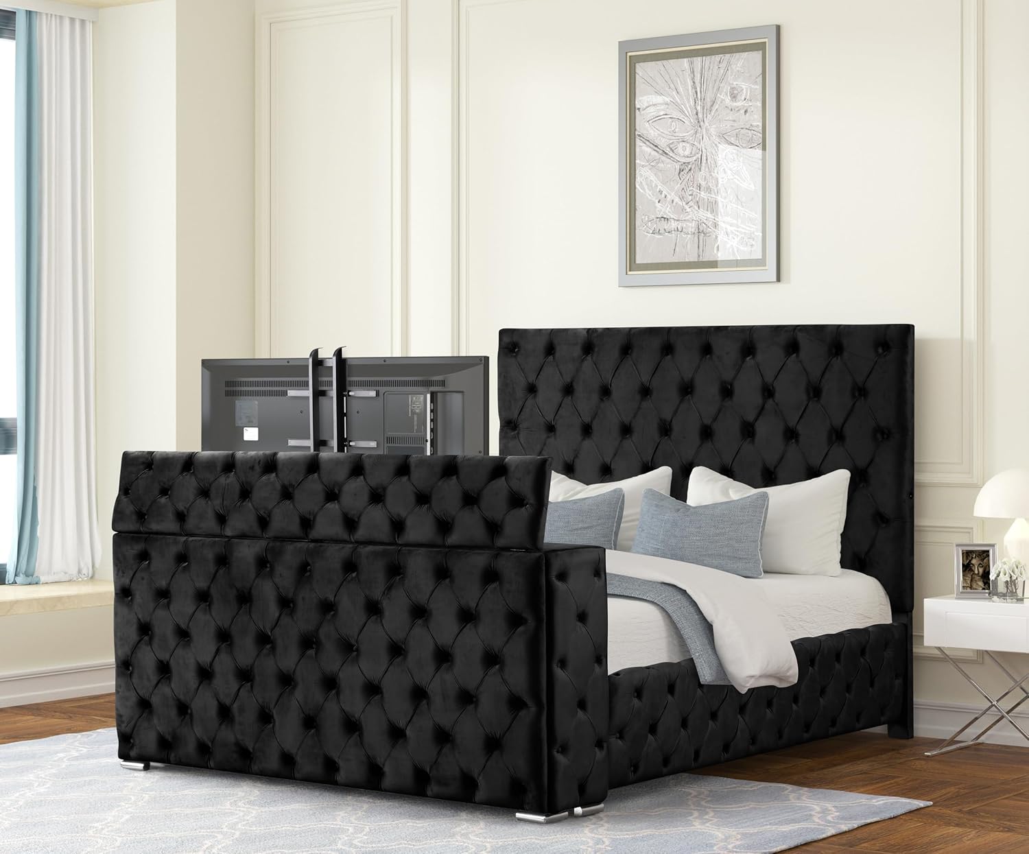 GOWE Encore Modern Style Tufted and Upholstered King 4PC Bedroom Set Made with Wood in Black(NJ Inventory)