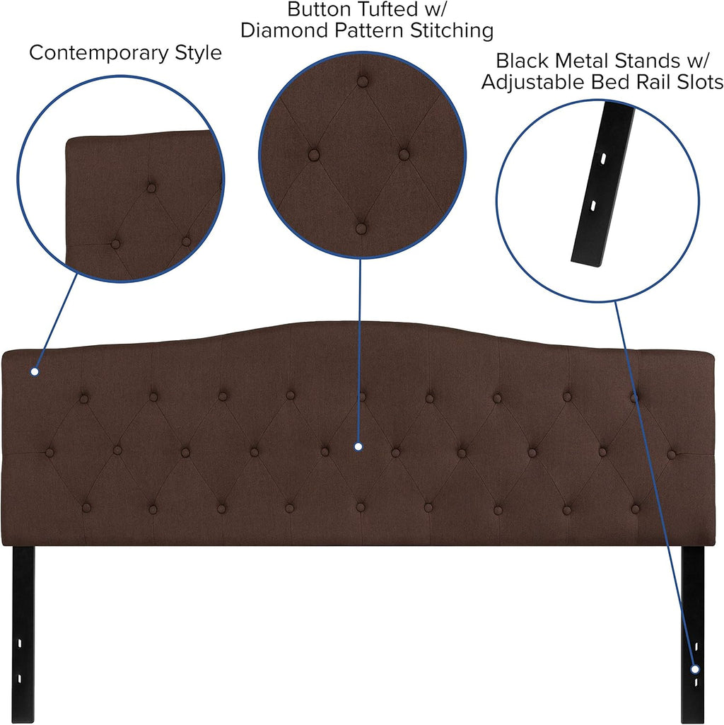 Flash Furniture Cambridge Tufted Upholstered King Size Headboard in Dark Brown Fabric
