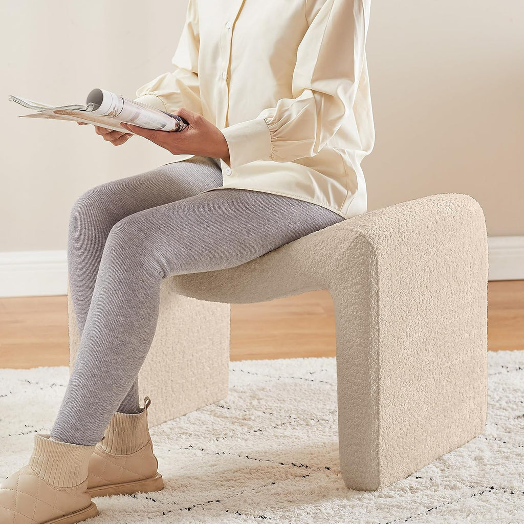 VANOMi Large Footstool Ottoman, Multi-Functional Modern Foot Stool, Sofa Footrest Extra Seating for Living Room, Entryway, Hallways and Bedrooms, Large, Camel