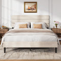 WLIVE Upholstered Bed Frame, Queen Bed Frame with Headboard, Platform Bed with Wood Slats, 1500LBS Mattress Foundation, No Box Spring Needed, Easy Assembly, Velvet Beige
