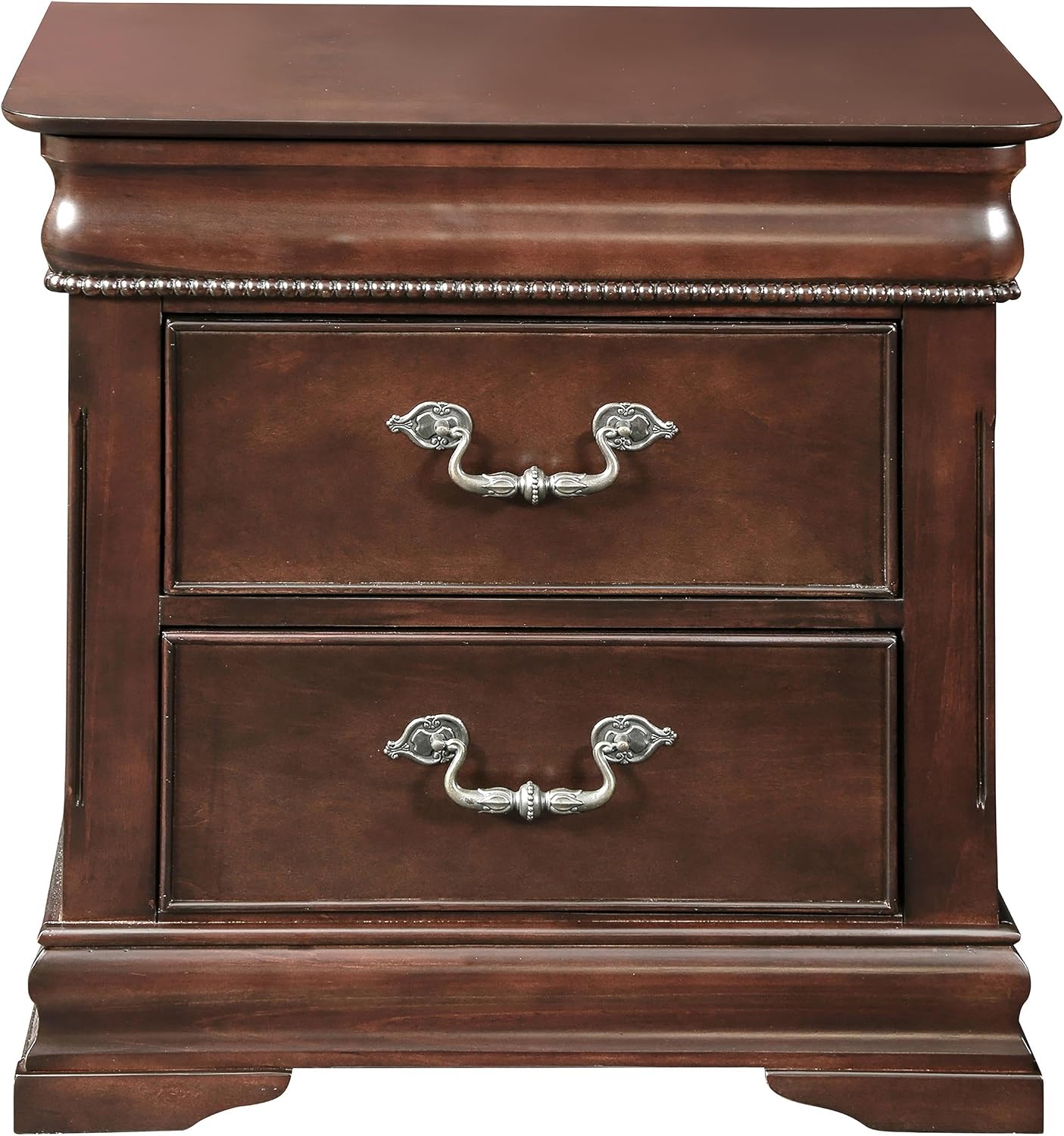 Furniture of America FOA Ruben 2pc Cherry Solid Wood Panel Bedroom Set - Cal King + Nightstand