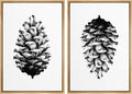 SIGNWIN Framed Canvas Print Wall Art Set Black & White Forest Woodland Pinecone Nature Wilderness Illustrations Modern Art Rustic Relax/Calm for Living Room, Bedroom, Office - 24'x36'x2 Natural