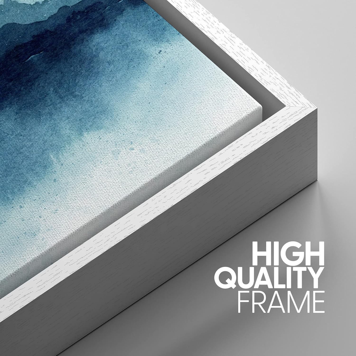 SIGNWIN Framed Canvas Print Wall Art Set Teal Duotone Mountain Lake Reflection Nature Wilderness Illustrations Modern Art Decorative Scenic Rustic for Living Room, Bedroom, Office - 24'x36'x3 White