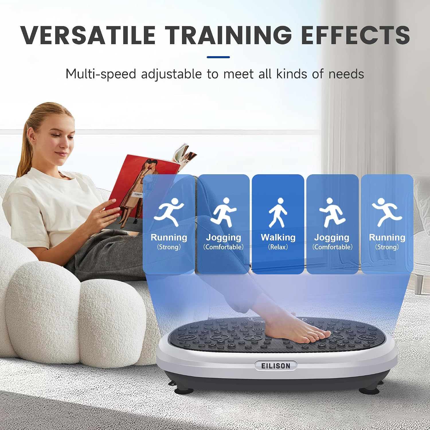 EILISON FitMaxx 3D XL Vibration Plate Exercise Machine - Whole Body Workout Vibration Platform w/Loop Bands - Lymphatic Drainage Machine for Weight Loss, Shaping, Recovery