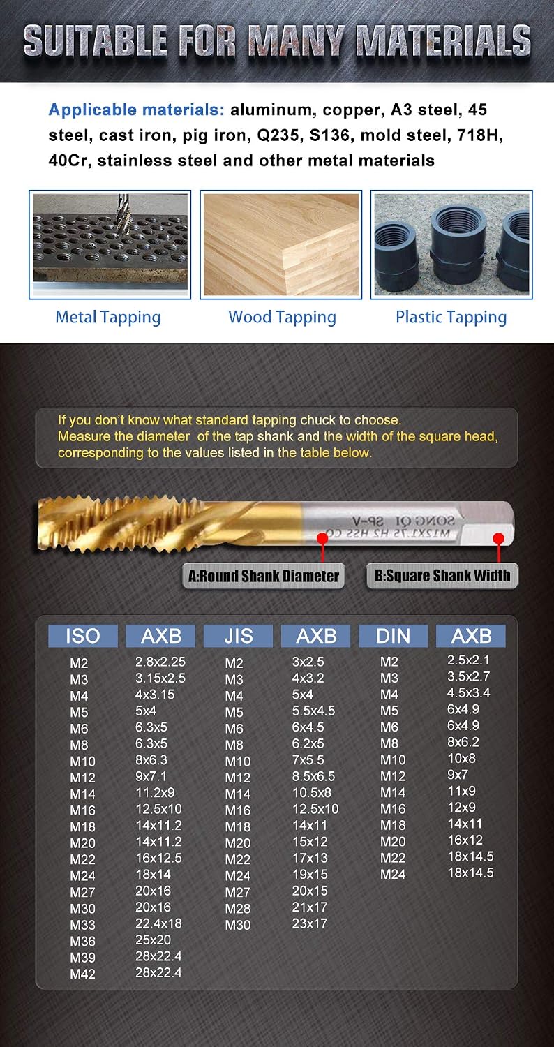 US Stock M4-M20 Electric Tapping Machine Tapper Tapping Arm Universal 360 Degree 550RPM High Speed Tap Collets Included