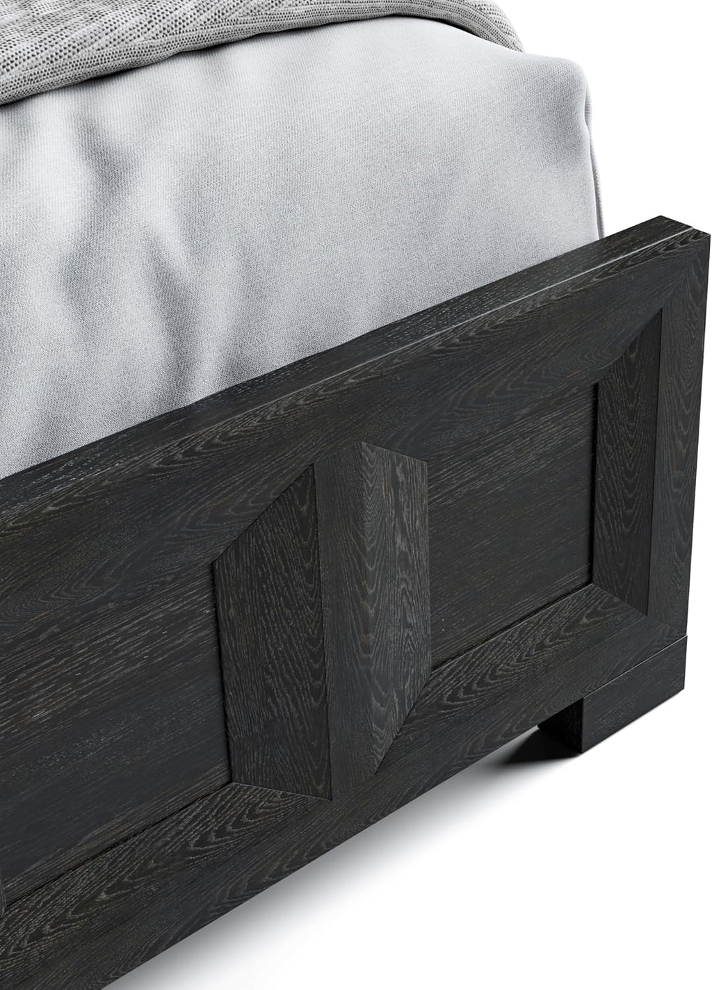 Furniture of America Dannen Modern Solid Wood 3-Piece Bedroom Set with Oversized Nightstand, Cedarwood-Lined Bottom and Felt-Lined Top Drawers, Box Spring Needed, King, Weathered Black