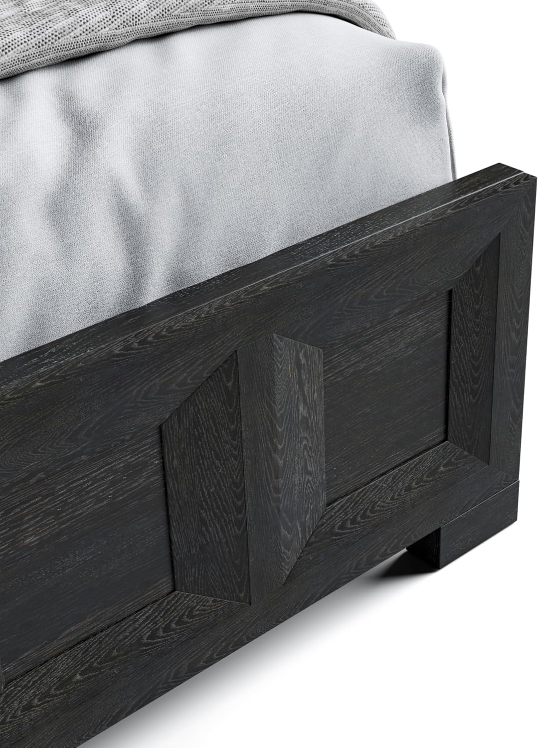 Furniture of America Dannen Modern Solid Wood 3-Piece Bedroom Set with Oversized Nightstand, Cedarwood-Lined Bottom and Felt-Lined Top Drawers, Box Spring Needed, King, Weathered Black