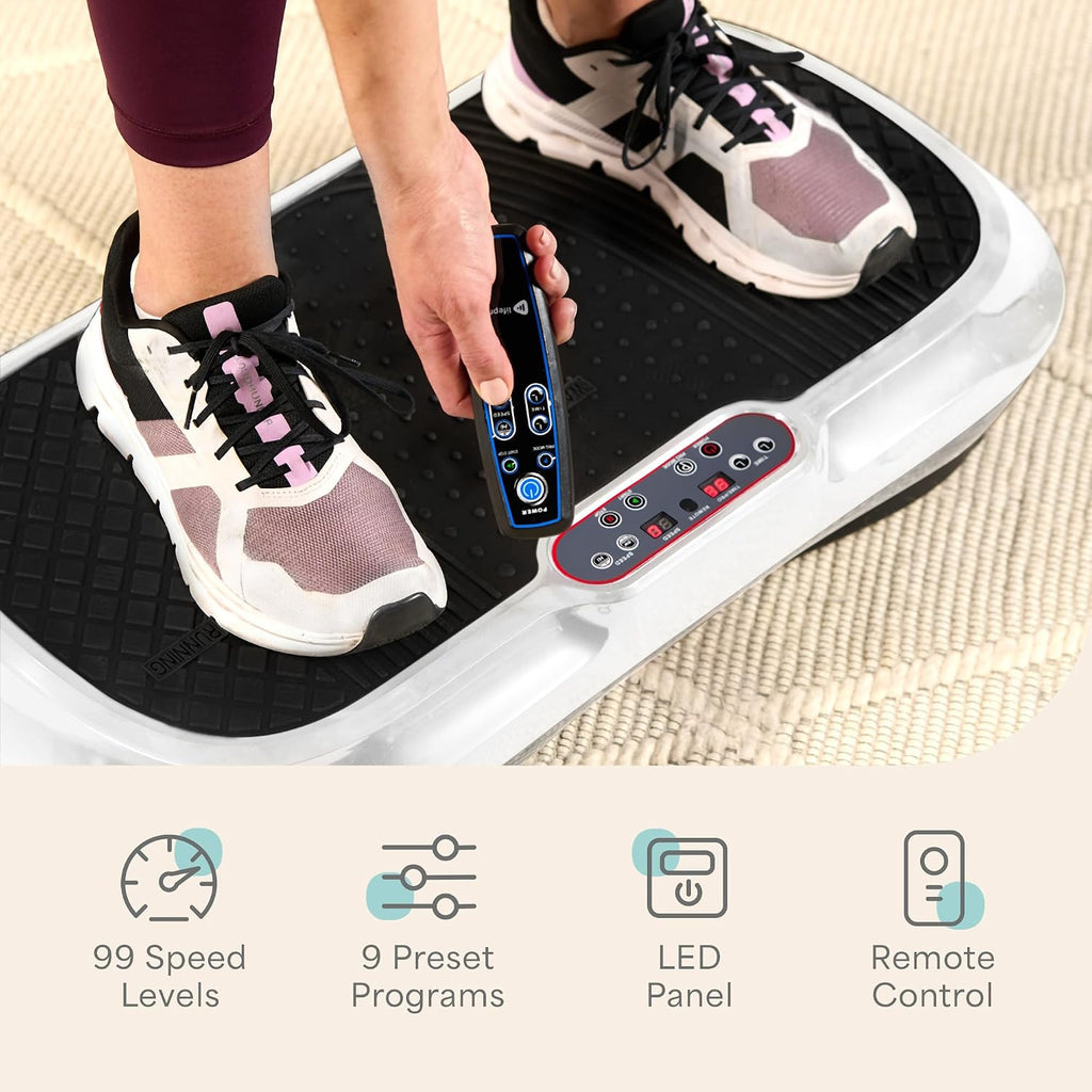 Lifepro Waver Vibration Plate Exercise Machine – High-Intensity Vibration Plate for Lymphatic Drainage – Full-Body Workout Vibrating Platform with Loop Bands – Fitness Equipment for Strength & Toning