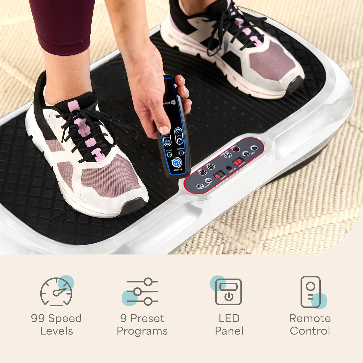 Lifepro Waver Vibration Plate Exercise Machine – High-Intensity Vibration Plate for Lymphatic Drainage – Full-Body Workout Vibrating Platform with Loop Bands – Fitness Equipment for Strength & Toning