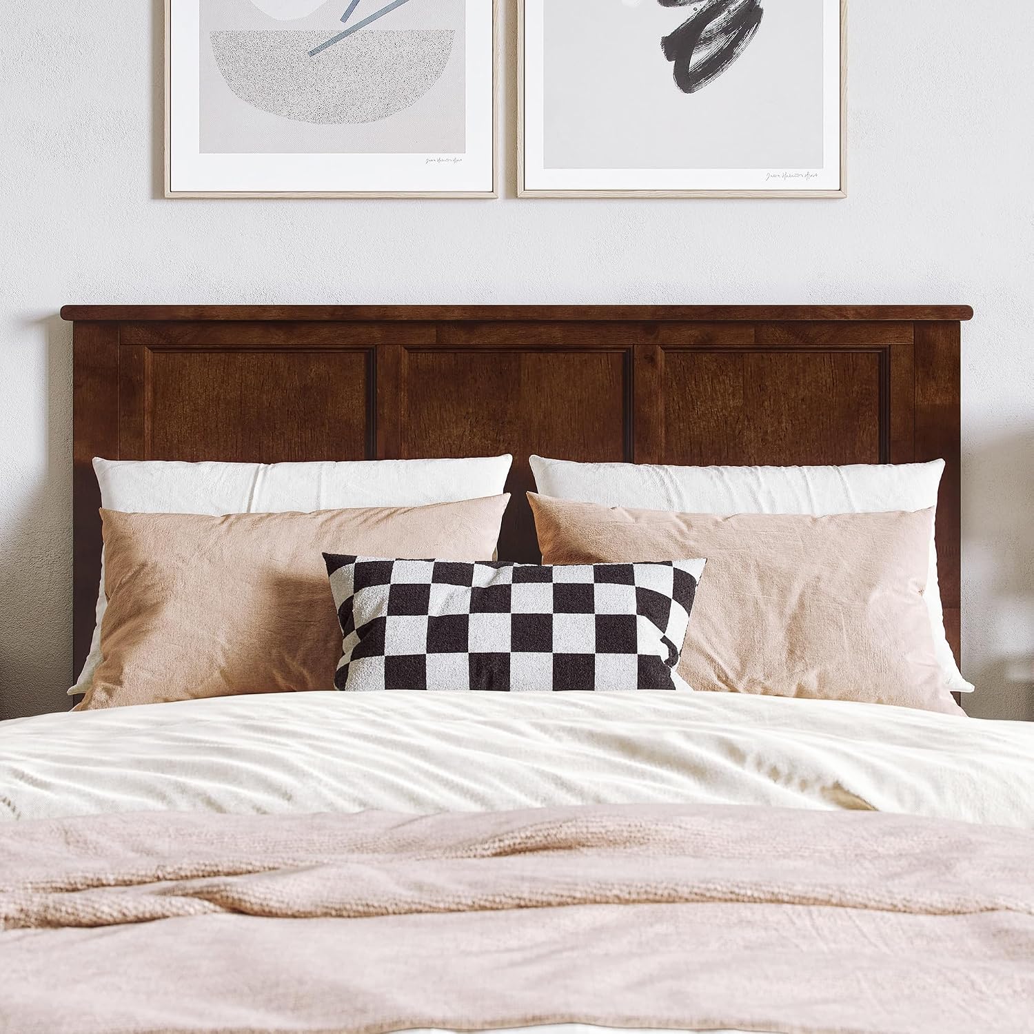 AFI, Madison Full Solid Wood Panel Headboard, Walnut
