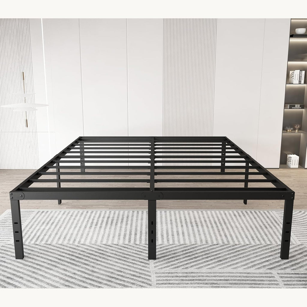 King Size Metal Bed Frame 14 'high Heavy Duty Platform Bed Can Support 3500lbs No Box Spring Needed with Under Bed Storage Space Easy Assembly Non-Slip and Noiseless Black