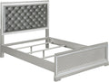 Coaster Home Furnishings Eleanor Modern Classic 4-Piece Bedroom Set Velvet Upholstered California King Size Panel Bed Frame 62-inch Headboard Metallic Mercury 223461KW-S4