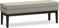 SIMPLIHOME Carlson Ottoman Bench - 45 inch Wide Upholstered Vegan Leather Rectangle Ottoman in Greige, Mid Century Modern Bench for Bedroom, Entryway or Living Room with Padded Seat