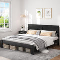 NNOOTK King Size Bed Frame, Rustic Vintage Platform Bed Frame with Wood Headboard and Footboard, 12 Wood Slats Support, No Box Spring Needed (Black, King)