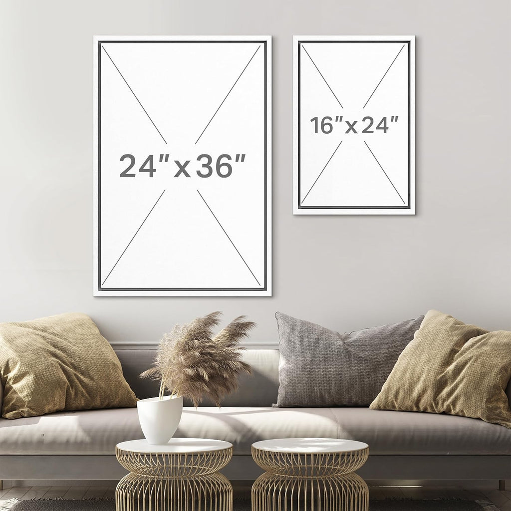 SIGNLEADER Framed Canvas Print Wall Art Set Black and White Torn Minimalist Grunge Illustrations Minimal Decorative Bohemian Nordic for Living Room, Bedroom, Office - 16'x24'x3 WHITE