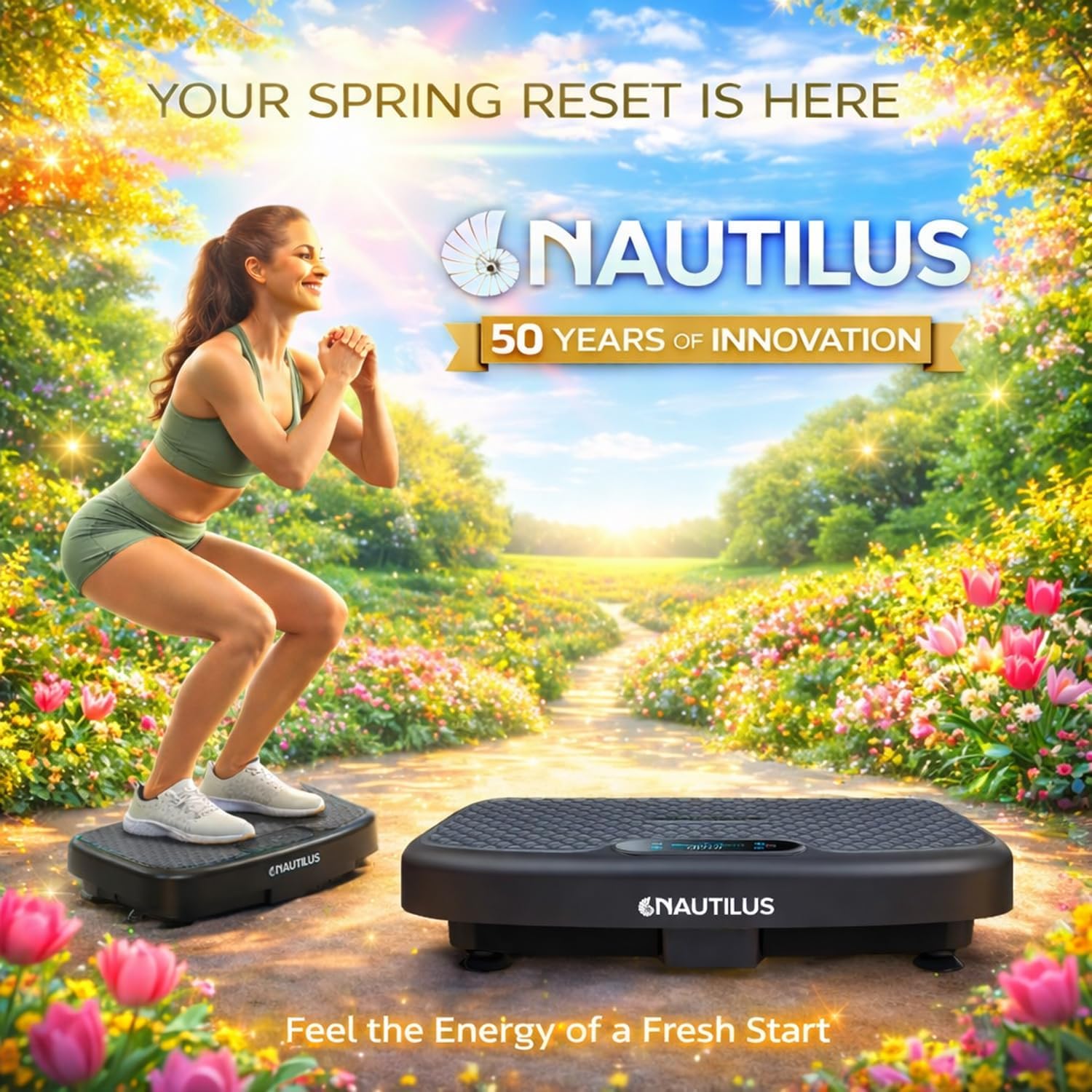 Nautilus Vibratone Pro Vibration Plate Exercise Machine for Lymphatic Drainage, Muscle Activation, Full Body Workout, Circulation, Fat Loss, Strength Training, Toning, Recovery