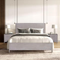 Furniture of America Fielden Modern Solid Wood 3-Piece Bedroom Set with USB Chargers on Nightstand, Felt-Lined Top and Cedarwood-Lined Bottom Drawers, Pewter Handles, Box Spring Required, Queen, Oak